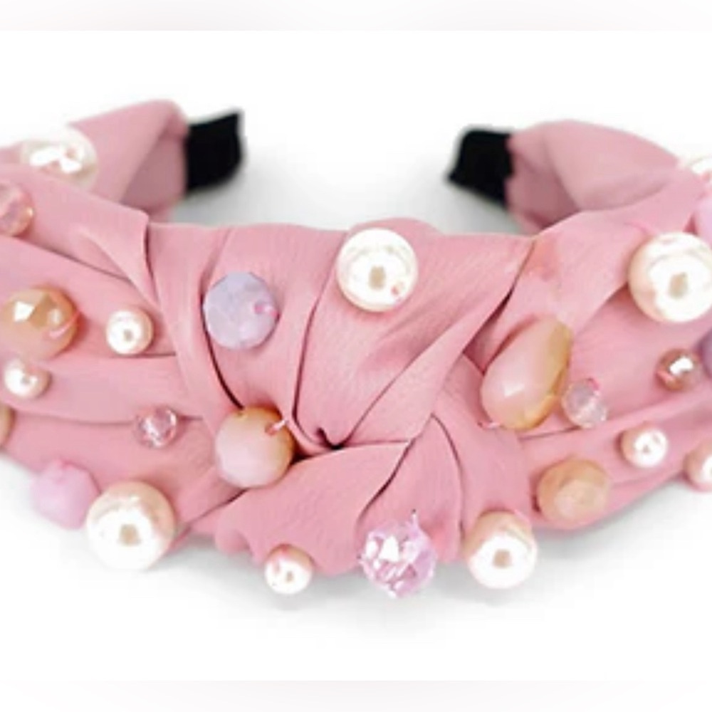 NWT Pink and Cream Pearl/Bead Knot Headband. Loop